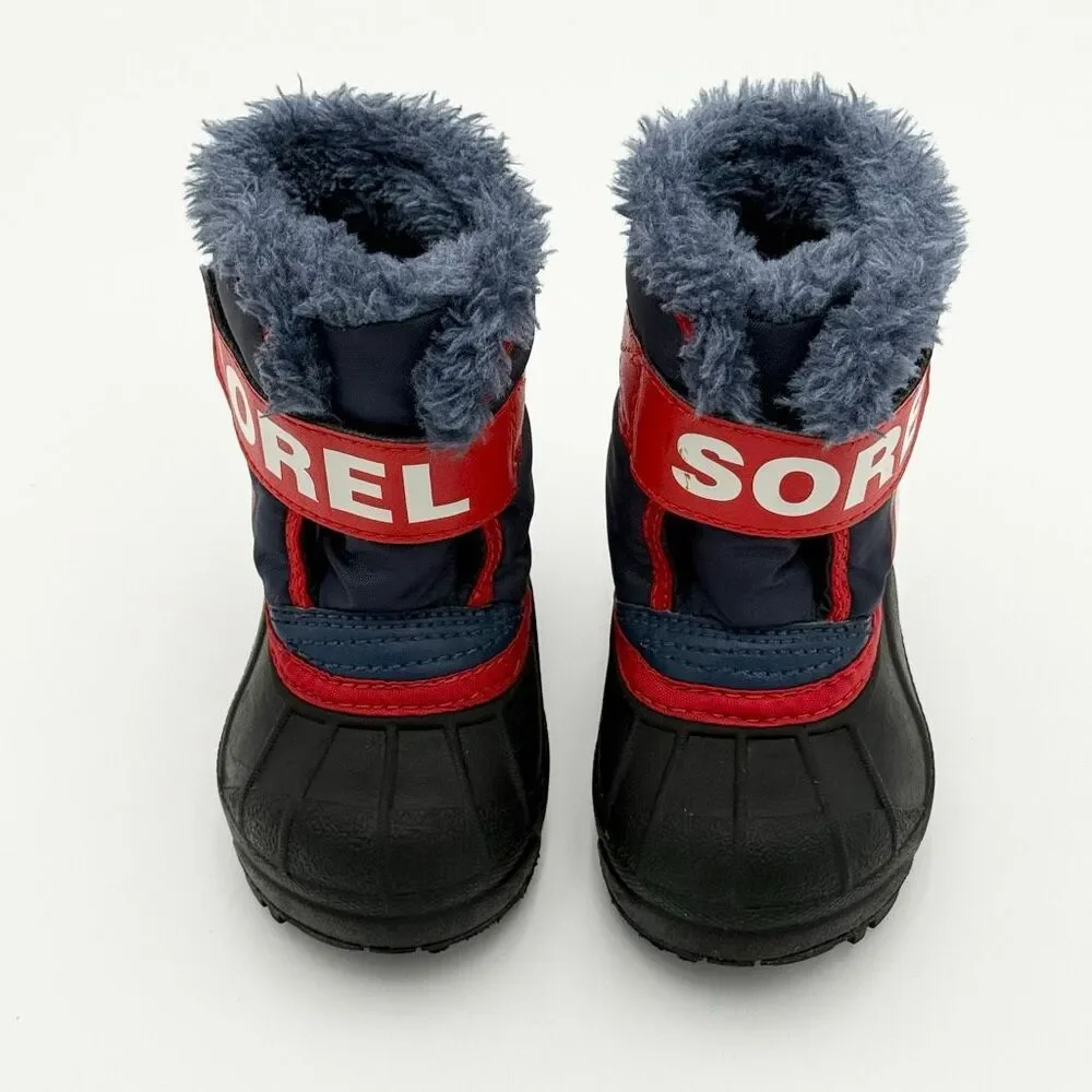 Sorel Snow Commander Toddler Snow Boots Hook & Loop Closure in Navy Blue and Red